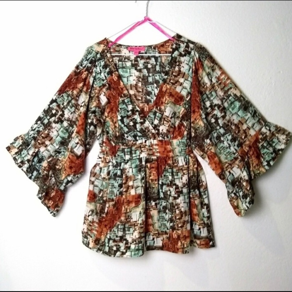 Bell Sleeve Betsey Johnson BOHO Top Large